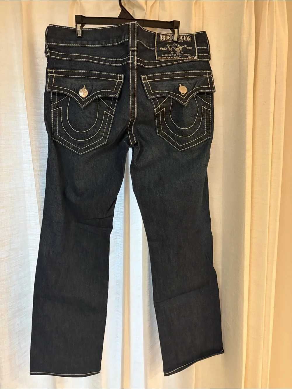 True Religion Ricky Big T men’s jeans size 33 Dark wash made in USA